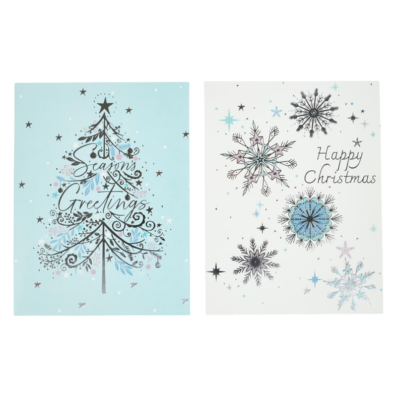 Morrisons Duo Tree And Snowflake Cards, 10pcs