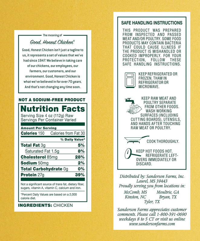 Sanderson Boneless Skinless Chicken Breast - Weight Varies (1-1.5 lb)