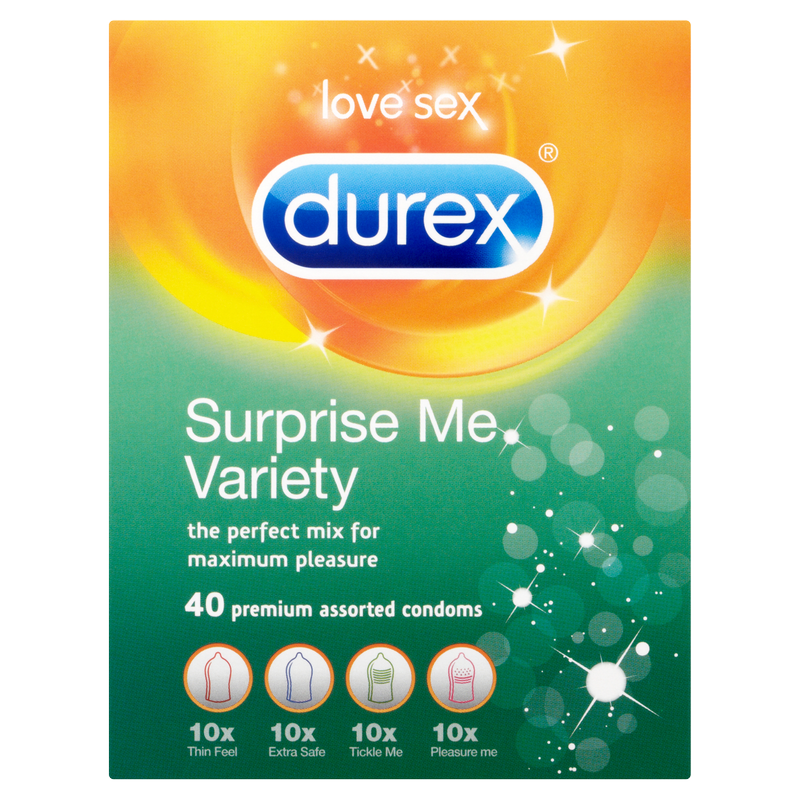 Durex Surprise Me Variety Assorted Multipack Condoms, 40s