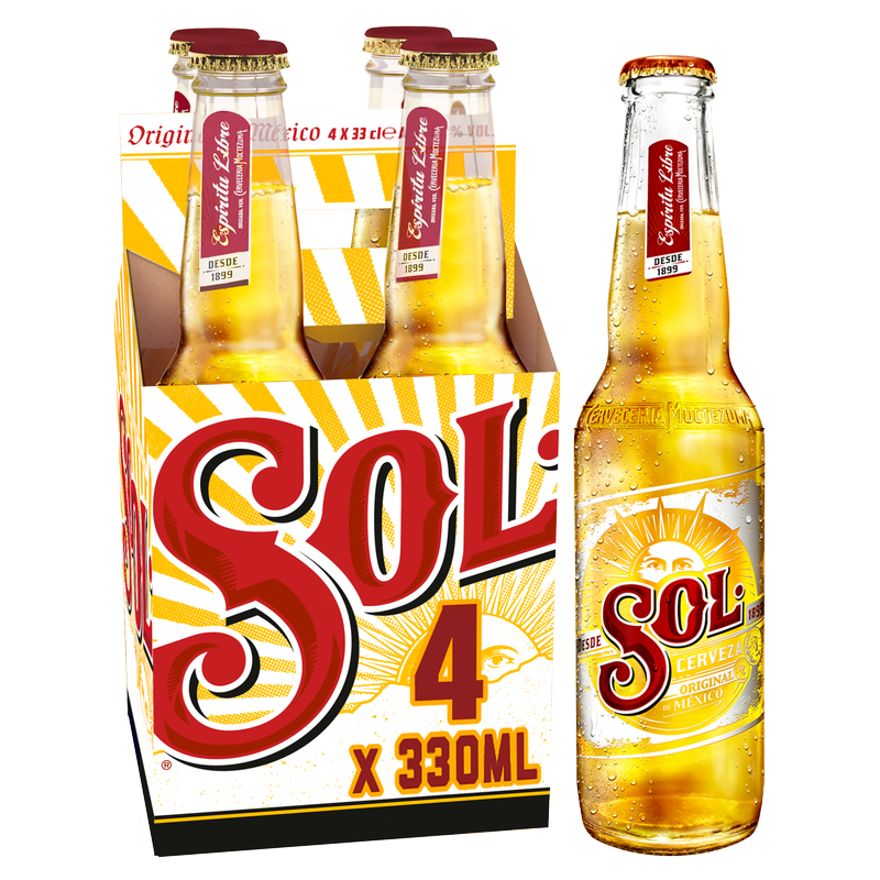 Sol Original Lager Beer, 4 x 330ml