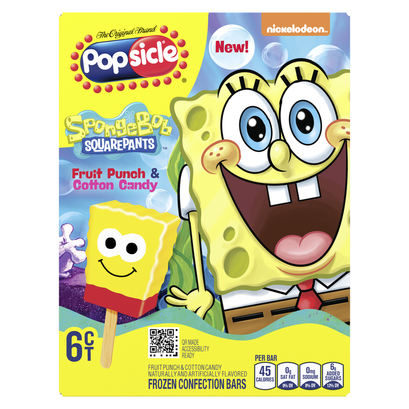 Spongebob Squarepants Popsicle Ice Cream Bar 6ct