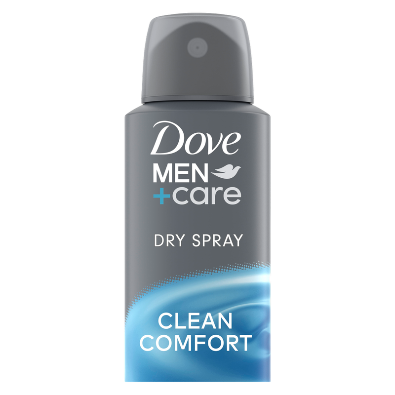 Dove Men+Care Antiperspirant Deodorant Dry Spray Clean Comfort For Men 72-hour Sweat and Odor Protection with Triple Defense Technology 3.8 oz