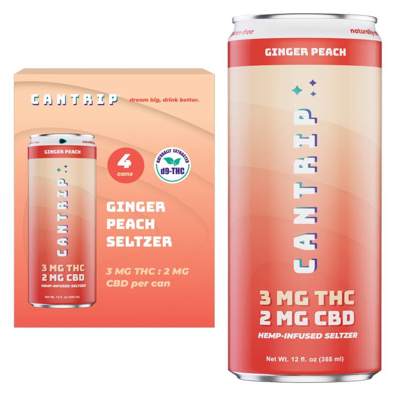 Cantrip Ginger Peach 3mg THC 2mg CBD Seltzer 4pk 12oz Can