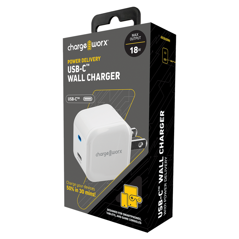 Chargeworx Type C iPhone 12 Wall Charging Block White