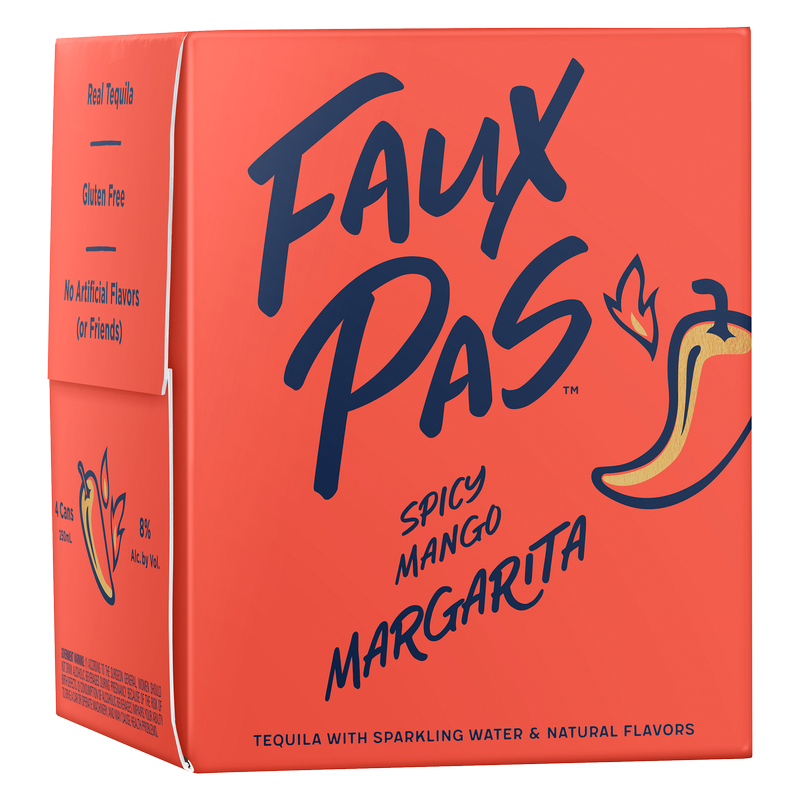 Faux Pas Spicy Mango Margarita Cocktail 4pk 250ml Can 8.0%ABV