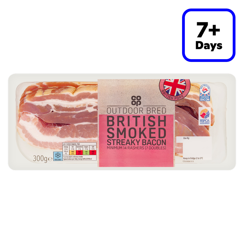 Co-op Smoked Rindless Streaky Bacon, 300g