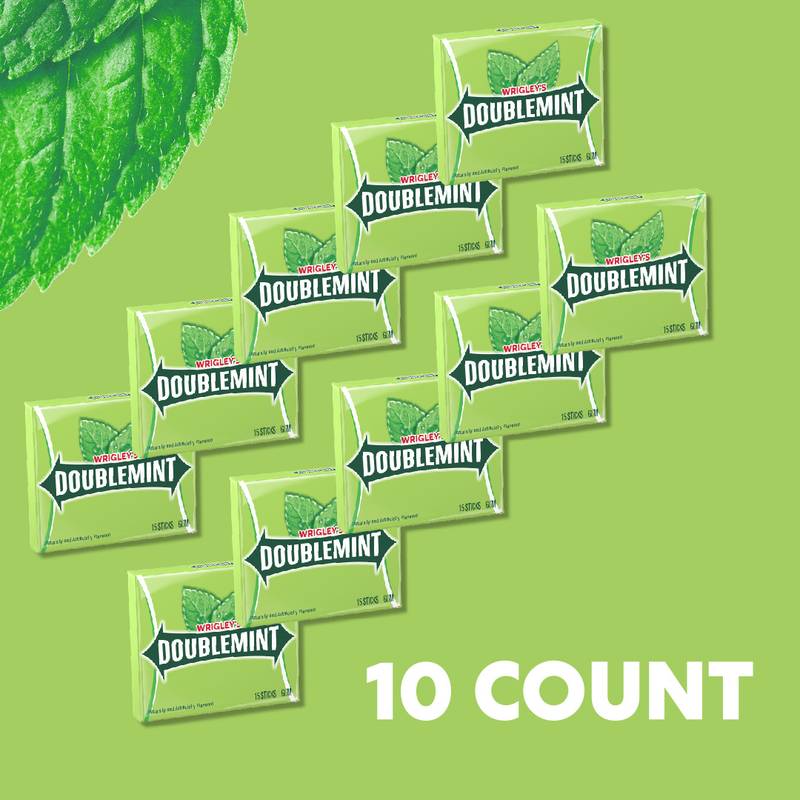 WRIGLEY'S DOUBLEMINT Mint Gum Chewing Gum Bulk Pack, 15 Stick (Pack of 10)