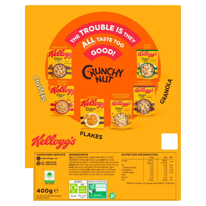 Kellogg's Crunchy Nut Honey & Nut Clusters, 400g