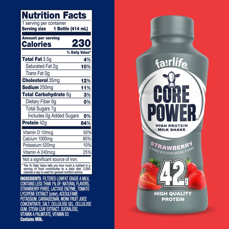 Core Power Elite 42G Strawberry Protein Milkshake 14oz Btl