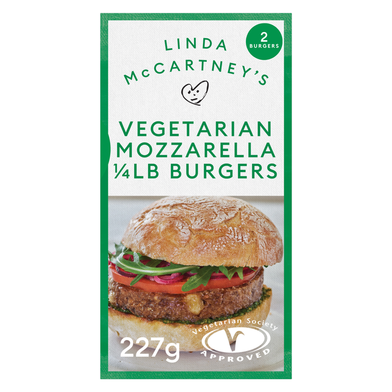 Linda McCartney's 2 Vegetarian Mozzarella 1/4 lb Burgers, 227g