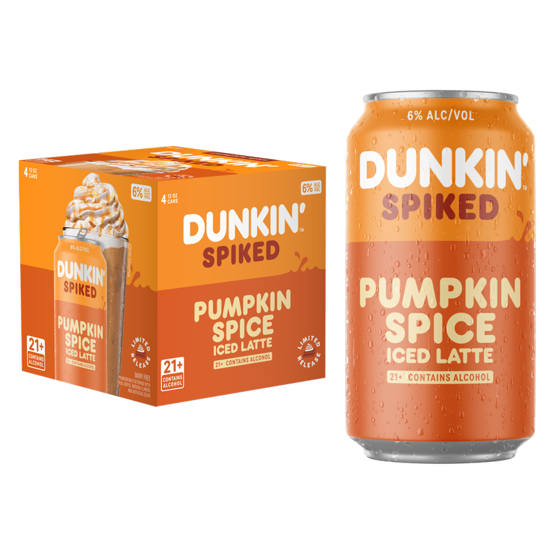 Dunkin Spiked Pumpkin Spice Iced Latte 4pk 12oz Can 6% ABV