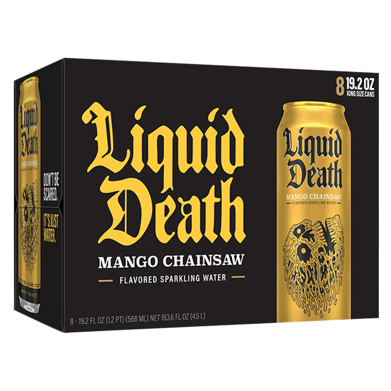 Liquid Death Sparkling Water Mango Chainsaw 8pk 19.2oz Can