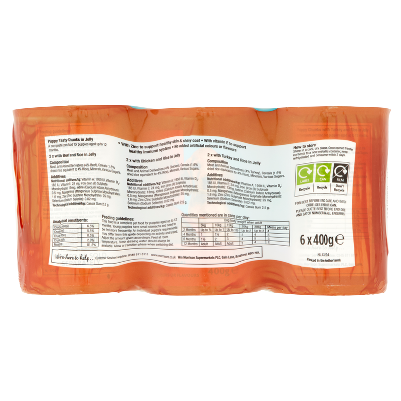 Morrisons Puppy Wet Dog Food Meat Chunks In Jelly, 6 x 400g
