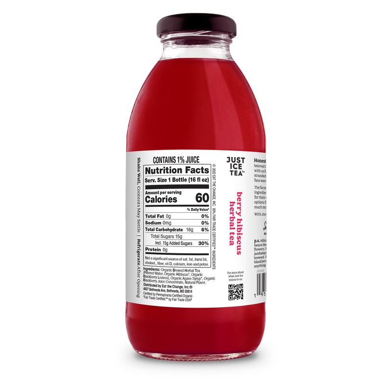 Just Ice Tea Berry Hibiscus Herbal Tea 16oz Bottle