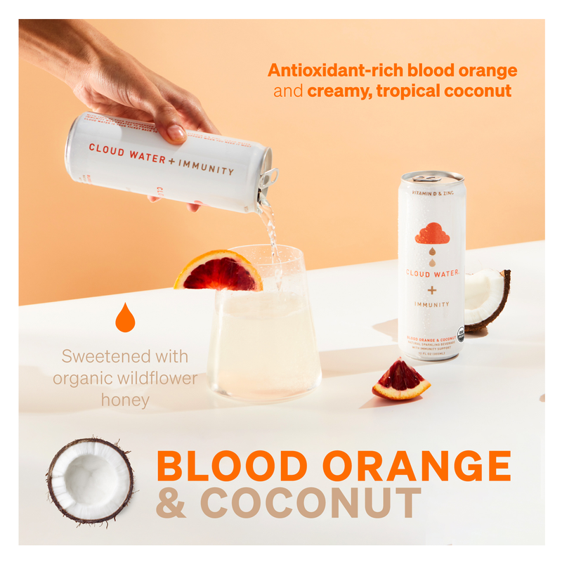 Cloud Water + IMMUNITY Blood Orange & Coconut 12 oz can