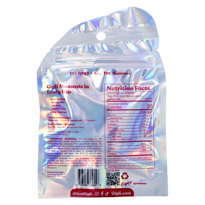 Gigli Mixed Fruit Sativa Gummies, 5mg THC, 10 ct.