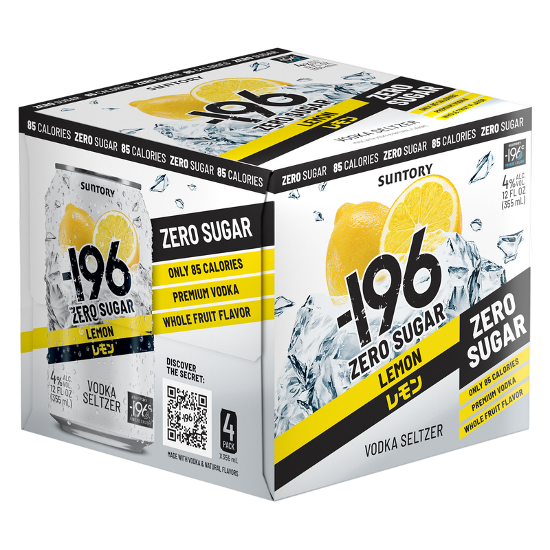 Suntory -196 0 Sugar Lemon Vodka Soda 4pk 12oz Can