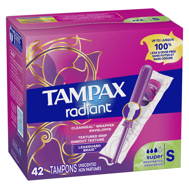 Tampax Pearl LeakGuard Protection Tampons Super Plus Absorbency Unscented,  50 count - Pay Less Super Markets