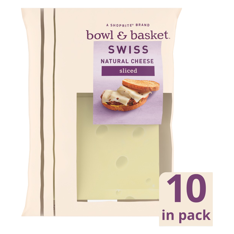 Bowl & Basket Sliced Swiss Natural Cheese - 8oz / 10ct