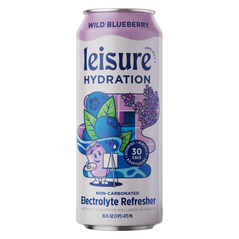 Leisure Hydration Wild Blueberry Electrolyte Refresher 16oz Can