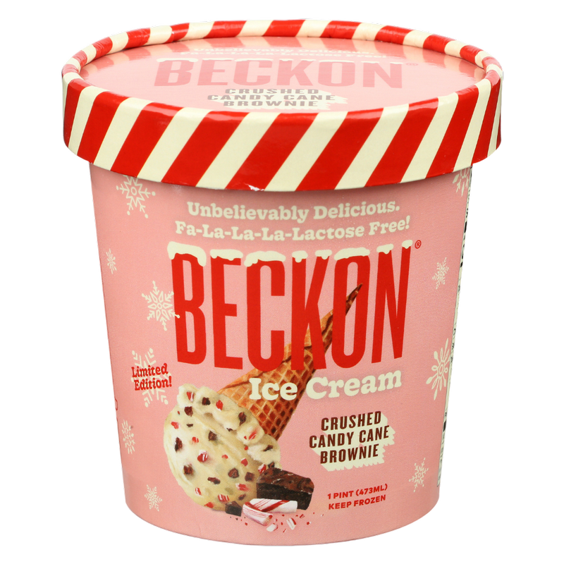 Beckon Lactose Free Ice Cream Crushed Candy Cane Brownie 16oz Pint