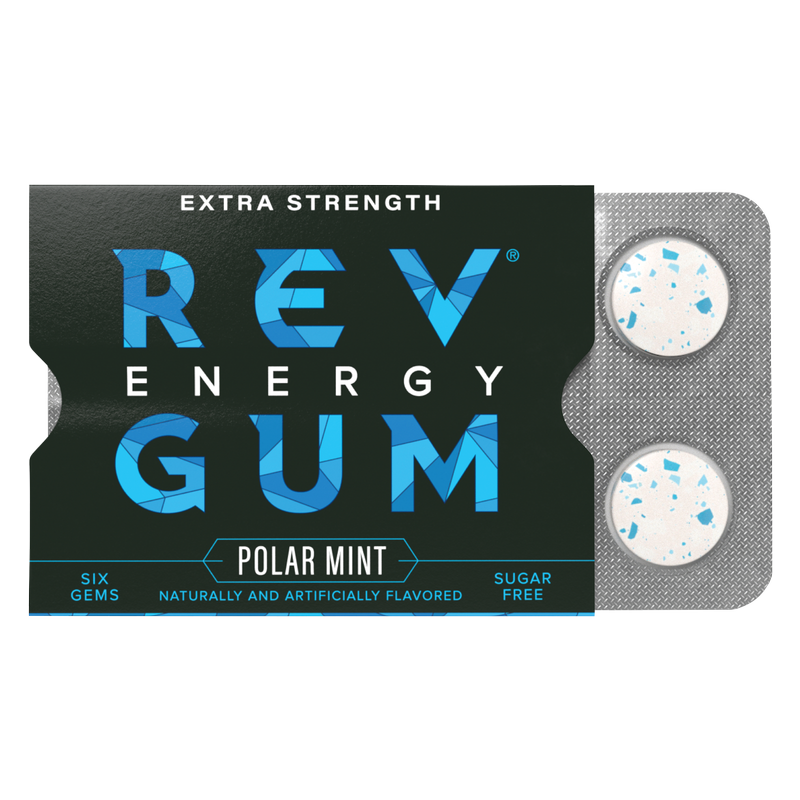Rev Energy Polar Mint Extra Strength Gum 6ct