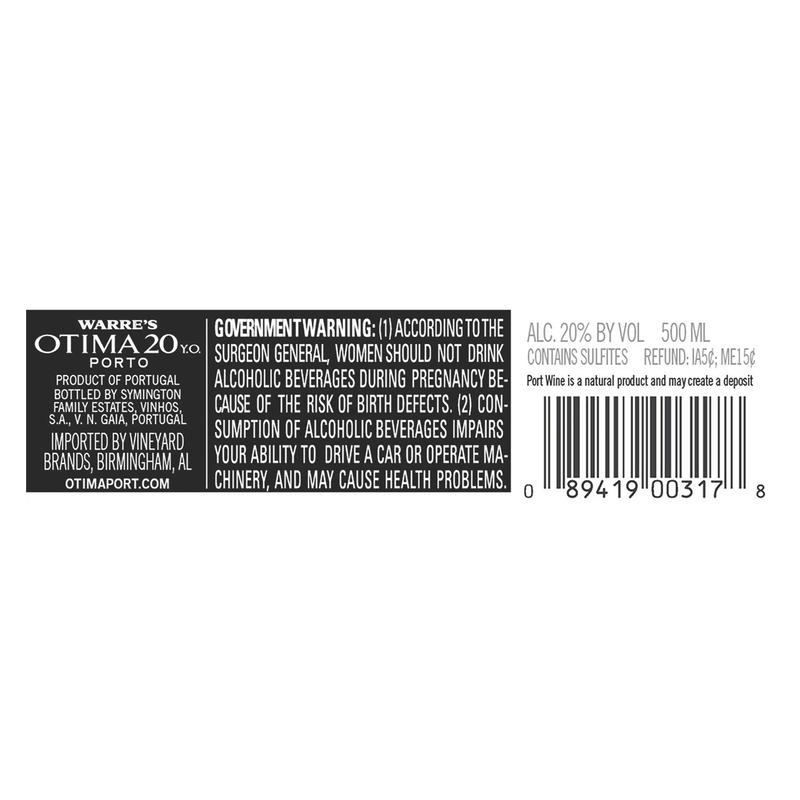 Warre's Otima Tawny Port 20 Yr 500ml Btl