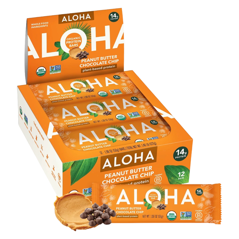 Aloha Peanut Butter Chocolate Chip Protein Bar Case 12 ct