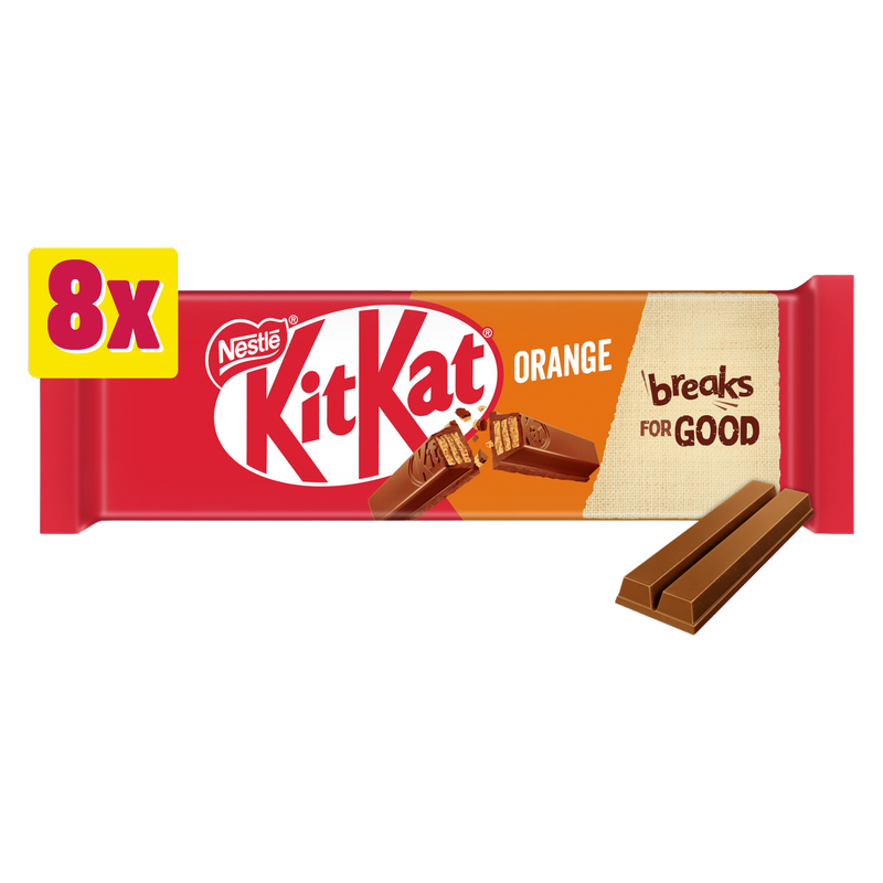 Kit Kat 2 Finger Orange Chocolate Biscuit Bar, 8 x 20.7g