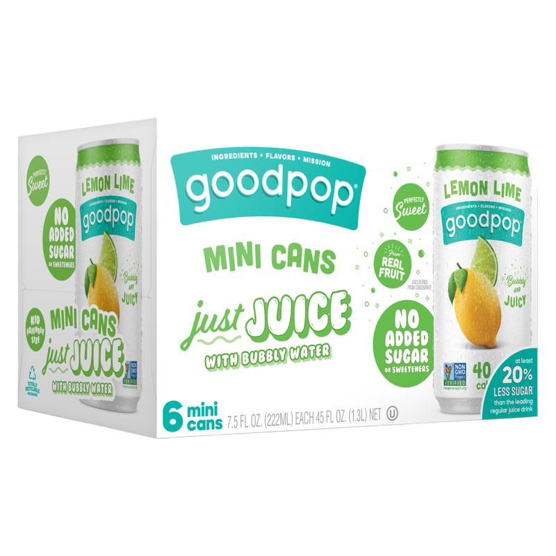 GoodPop Lemon Lime Juice & Bubbly Water Mini Cans 6pk