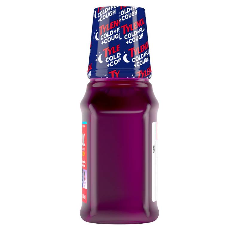 Tylenol Cold + Flu + Cough Night Liquid, Wild Berry Burst, 8 Fl. Oz
