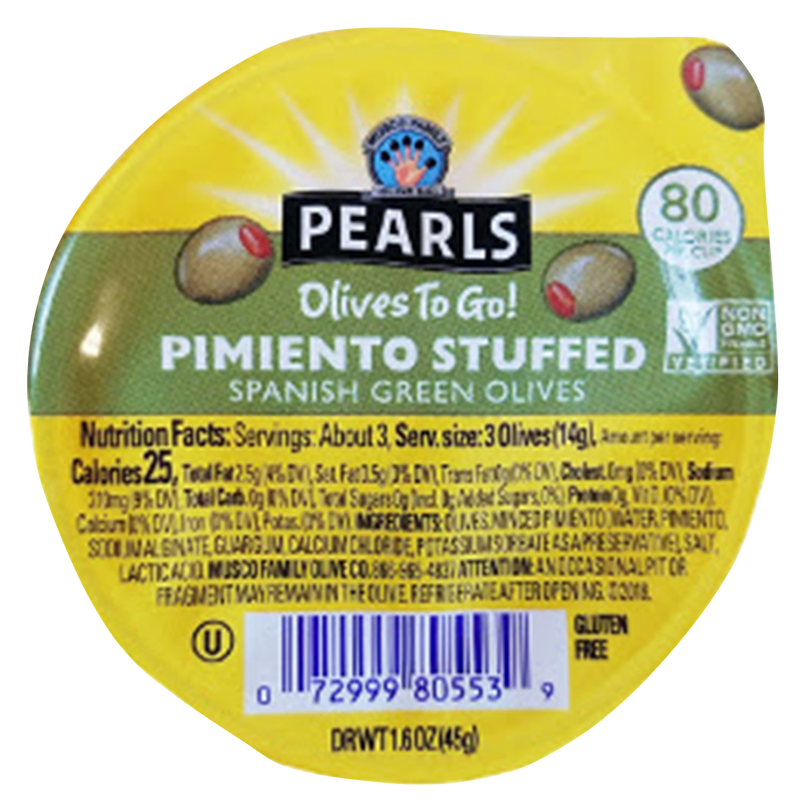 Pearls Pimiento Stuffed Olives To Go 1.6oz