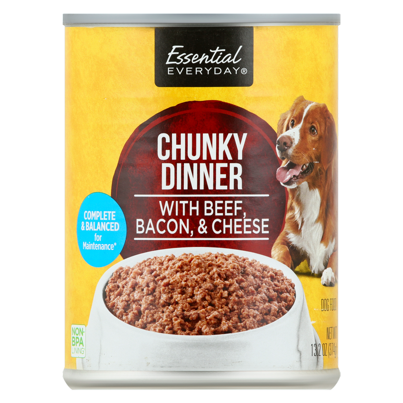 Essential Everyday Canned Beef and Bacon Dog Food - 13.2oz