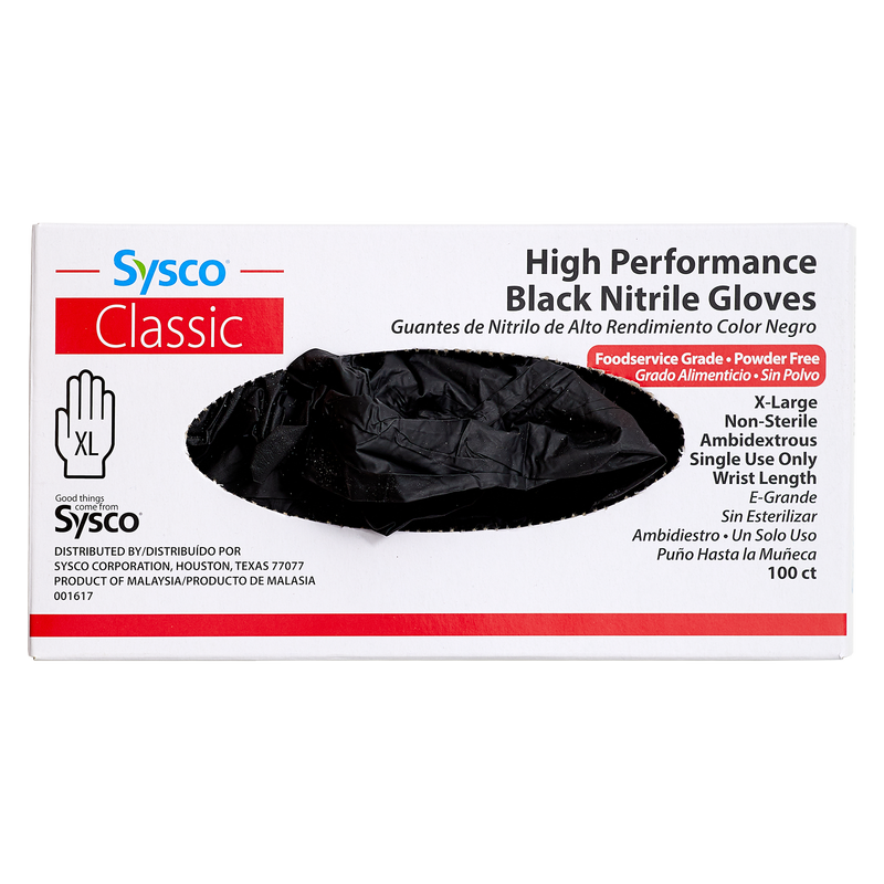 Sysco High Performance Xtra Large Black Nitrile Gloves 100ct