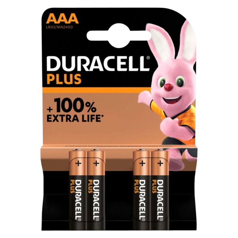 Duracell Plus AAA Batteries, 4pcs