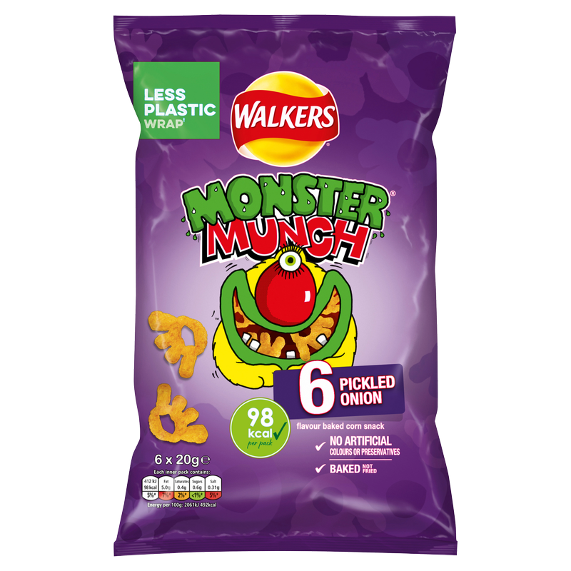 Walkers Monster Munch Pickled Onion, 6 x 20g