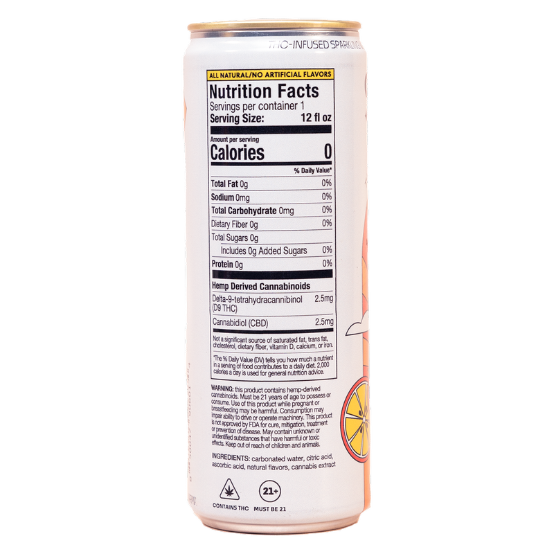 Climbing Kites Orange Mango 2.5mg THC Sparkling Water 4pk 12oz Can- XL