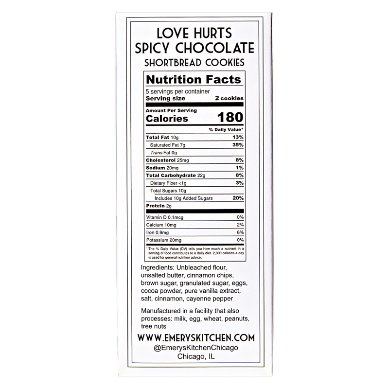 Emery's Kitchen Love Hurts Spicy Chocolate Shortbread Cookies - 10ct
