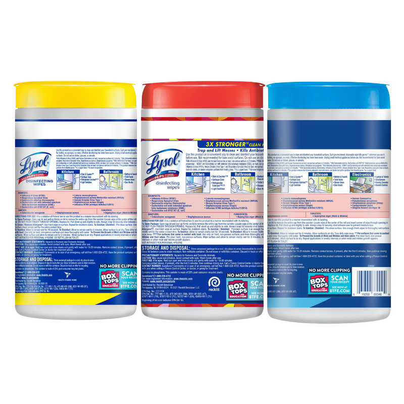 Lysol Disinfectant Wipes 3 Pack 80 Ct Lemon & Lime Blossom, Crisp Linen, and Mango & Hibiscus Scents