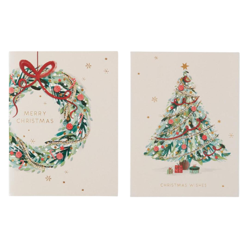 Morrisons Wreath and Tree Duo Cards, 10pcs