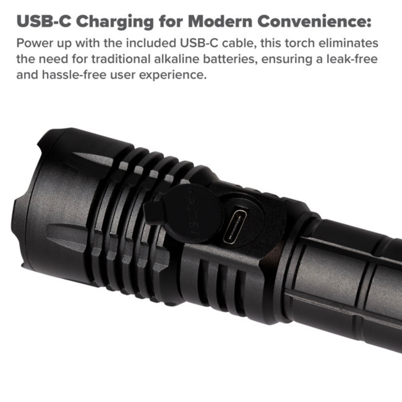 Maplin Rechargable LED Torch with 4 lighting Modes USB-C, 1pcs