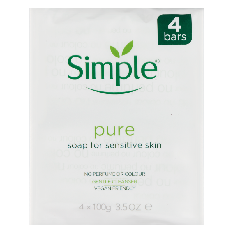 Simple Pure Soap Bars, 4 x 100g
