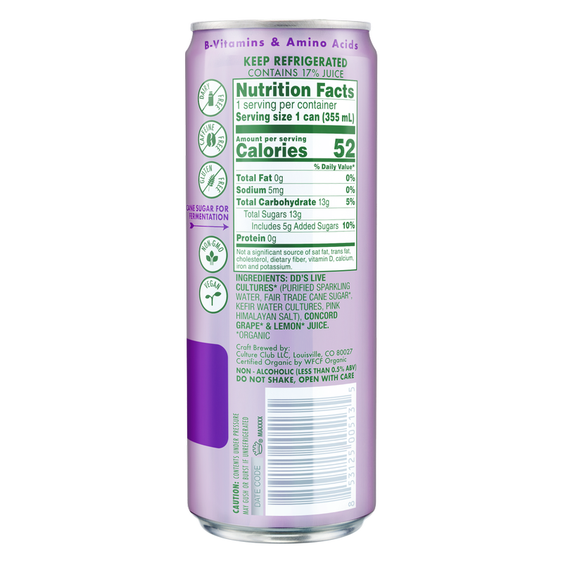 Doctor D's Concord Grape Sparkling Probiotic Drink 12oz Can