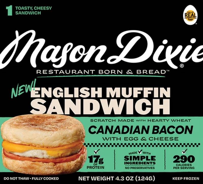 Mason Dixie English Muffin Sandwich with Canadian Bacon, Egg & Cheese 1CT