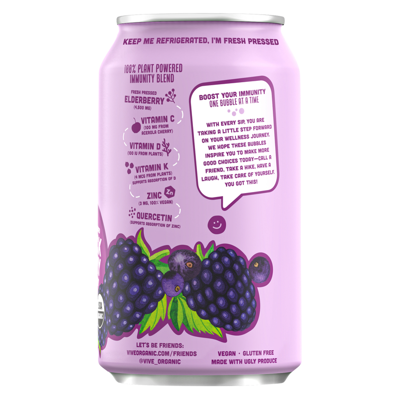 Vive Organic Sparkling Immunity Blackberry Elderberry 12oz