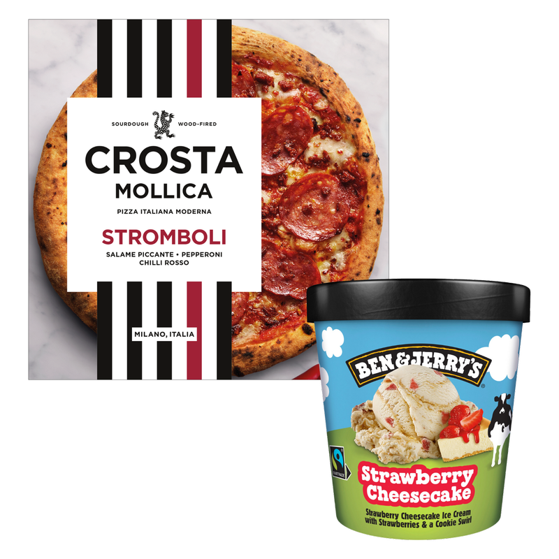 Spicy Salami Pizza & Strawberry Cheesecake Bundle