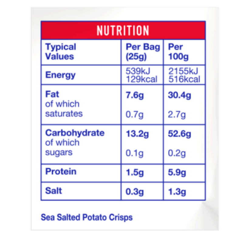 Seabrook Sea Salt Crisps, 6 x 25g