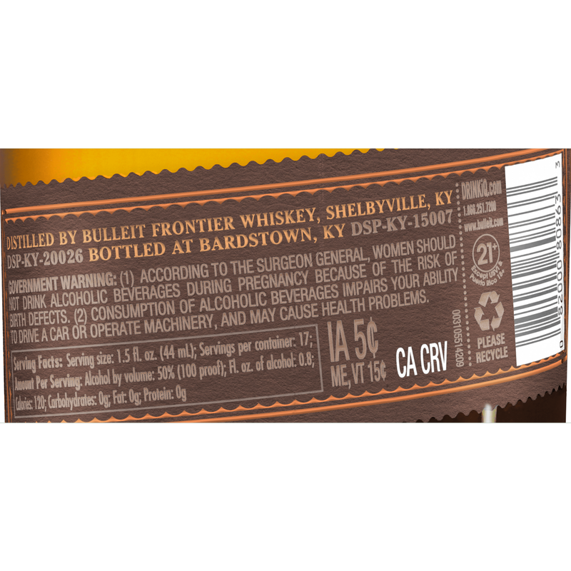 Bulleit Bottled in Bond Bourbon 750ml Bottle