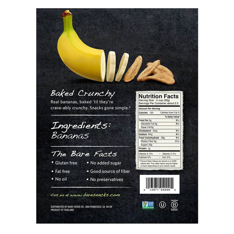 Bare Baked Crunchy Simply Banana Chips 2.7oz