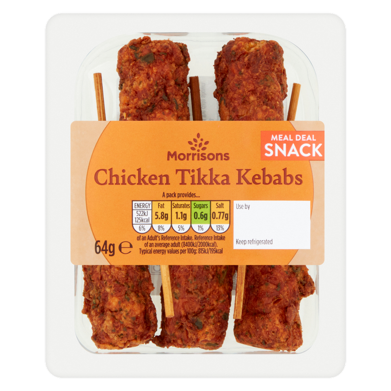 Morrisons Chicken Tikka Kebabs, 64g